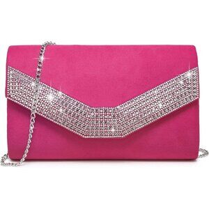 Women's 1-Rhinestone Rose Evening Bags Formal Party Clutches for Wedding